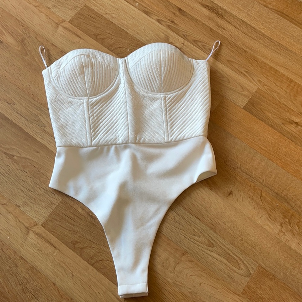 Misha collection white body suit strapless